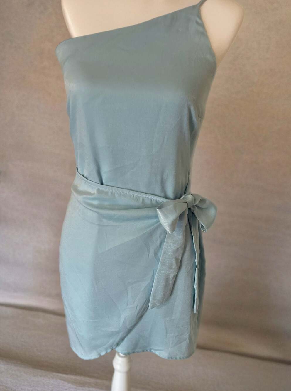 Satin Mini, Soft Coquette Girl, One Strap, Peach-Fuzz Satin Wrap, Sz. S/M